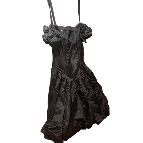 VINTAGE Bill Berman California Styled Jodi Schwartz DRESS Sz 7 Poofy BLACK 80s - Picture 1 of 6